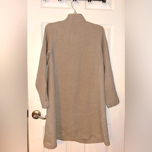 Flax Women's Button-Up Dress Taupe Size Petite - Picture 3 of 4